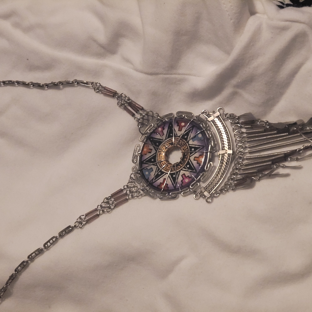 Silver and Multicolor Pendant Necklace